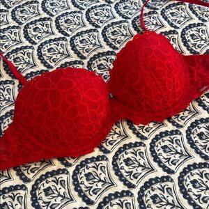 VS pink red lace bra